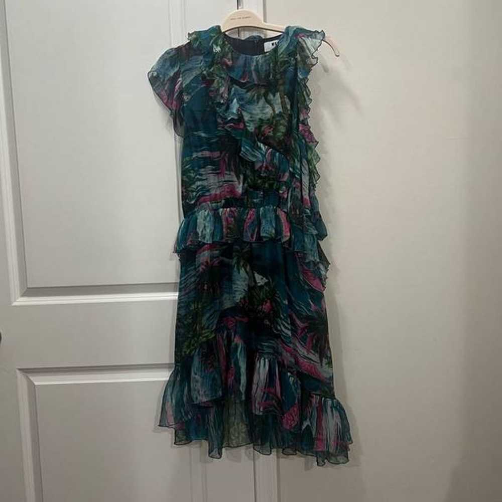 MSGM Printed Sea Blue Ruffle Dress Size 48 IT / 1… - image 2