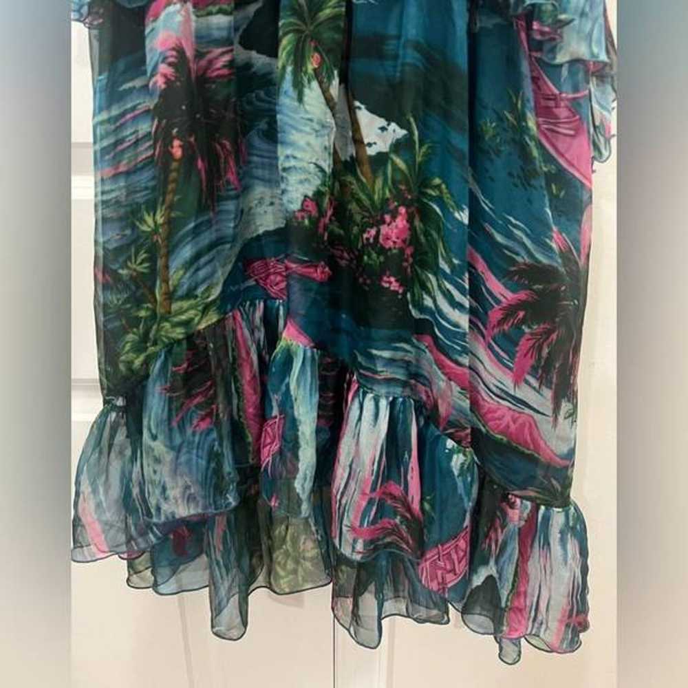 MSGM Printed Sea Blue Ruffle Dress Size 48 IT / 1… - image 3