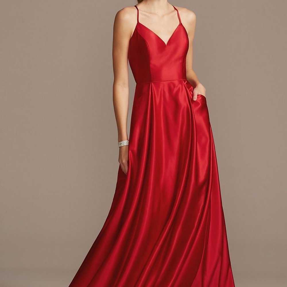 Silky Red Prom Dress WITH POCKETS - image 1