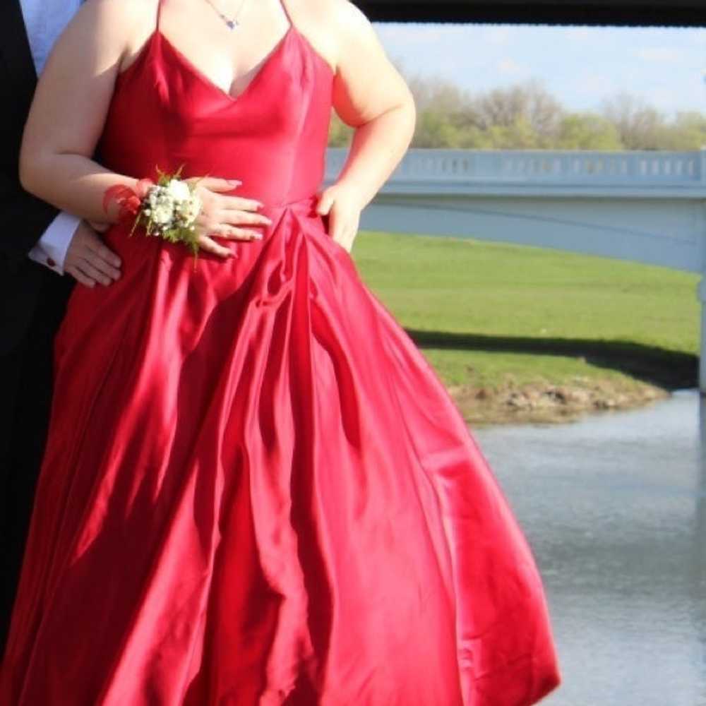 Silky Red Prom Dress WITH POCKETS - image 2