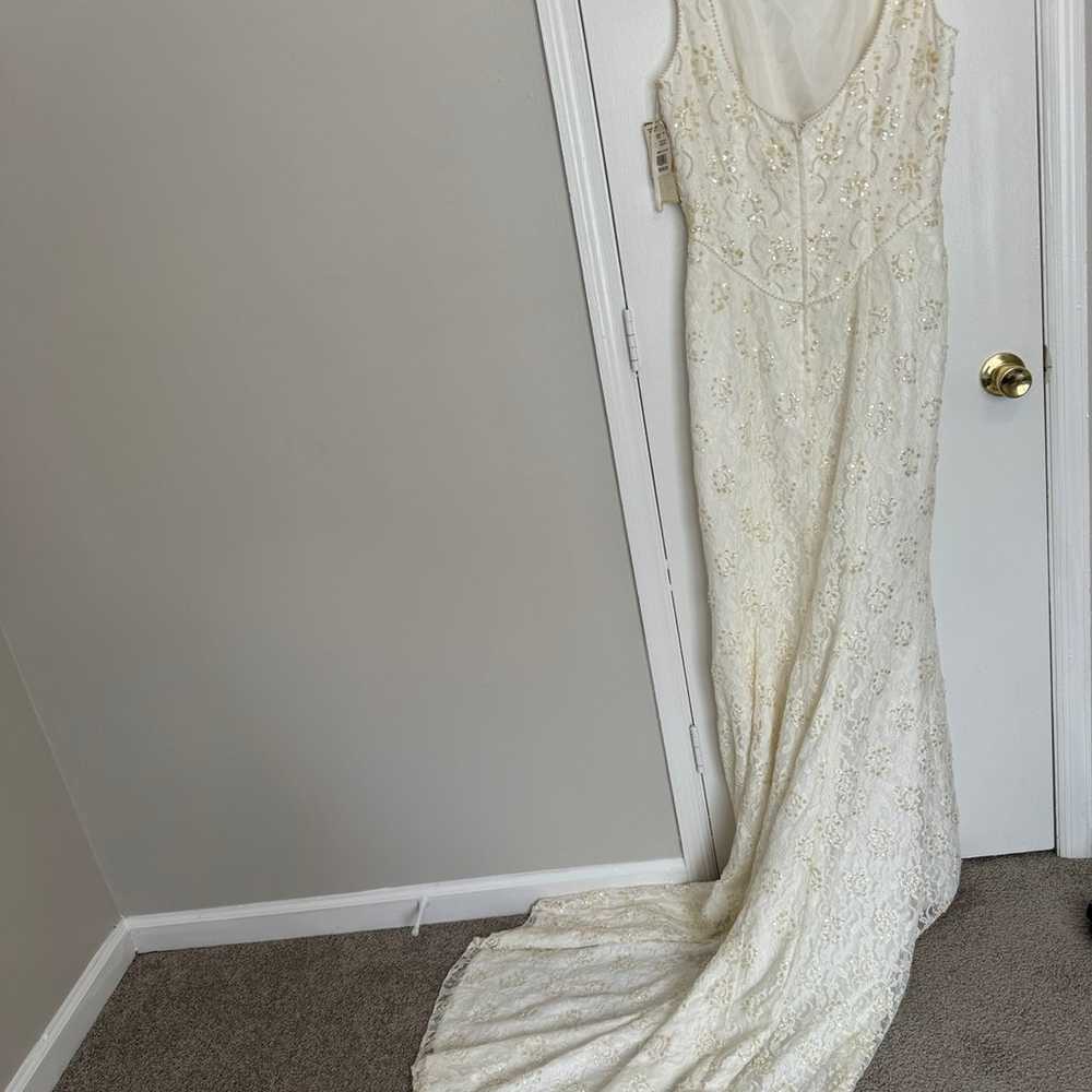 Ivory Beaded Wedding Dress Size 16 - image 12