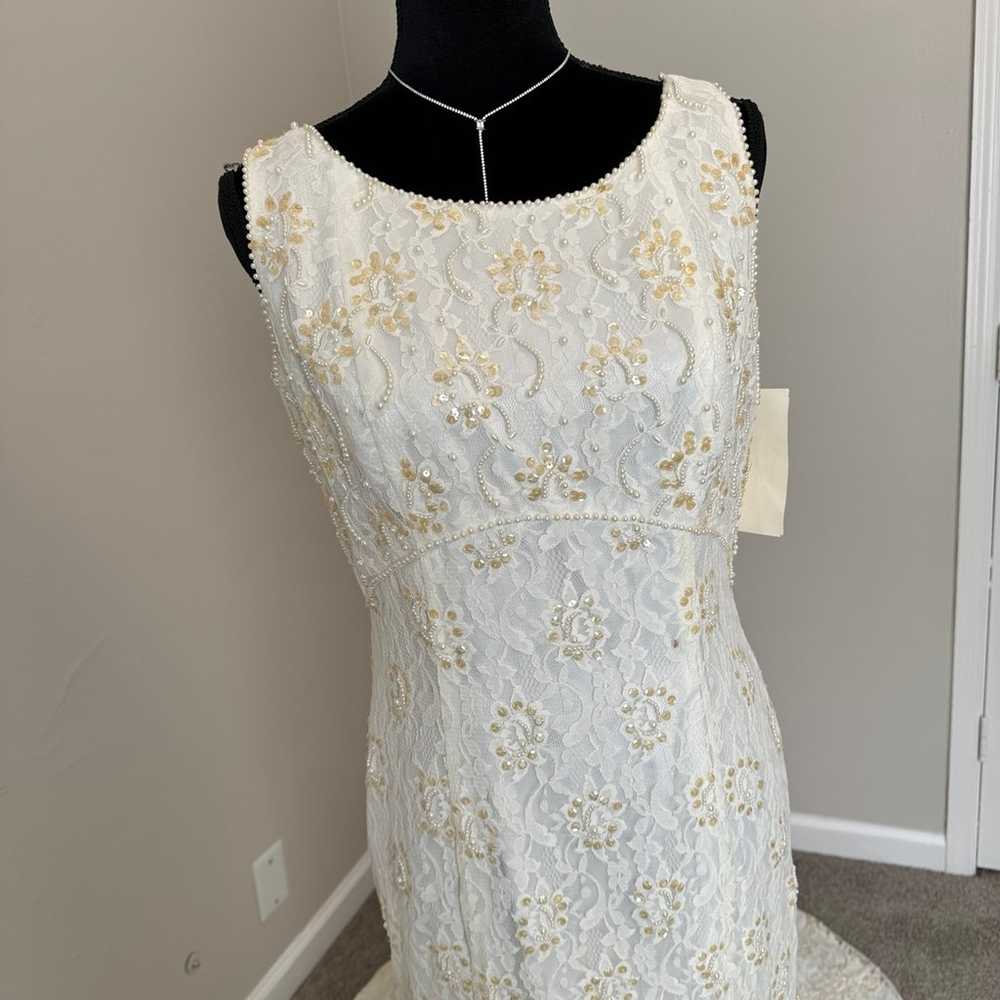 Ivory Beaded Wedding Dress Size 16 - image 5