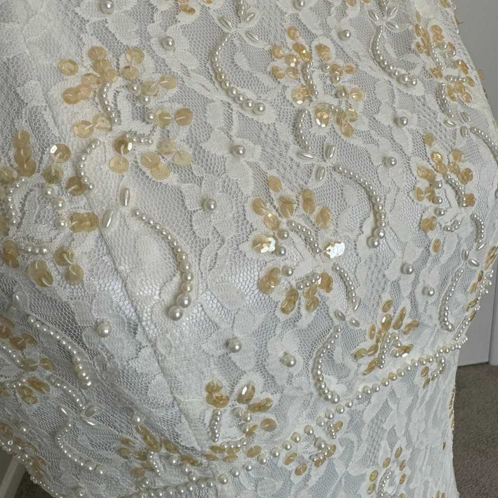 Ivory Beaded Wedding Dress Size 16 - image 9