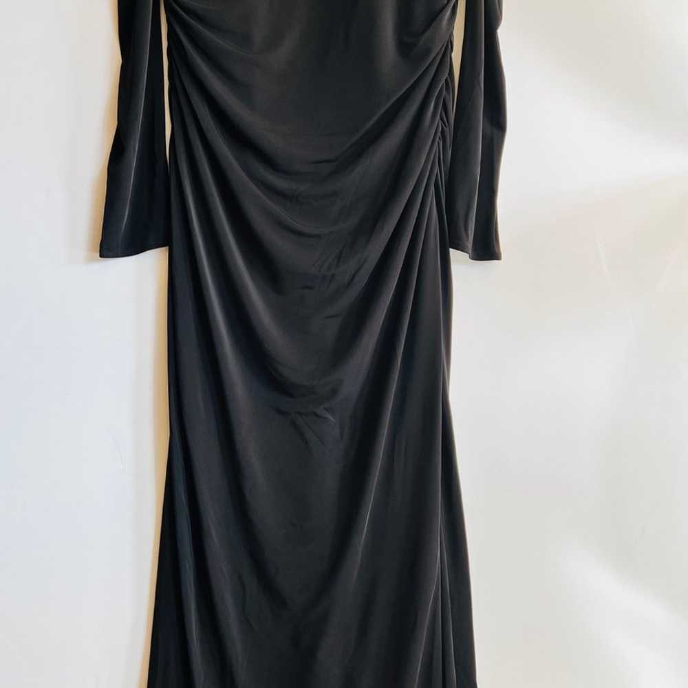 La Femme Off The Shoulder Long Sleeve Jersey Gown - image 2