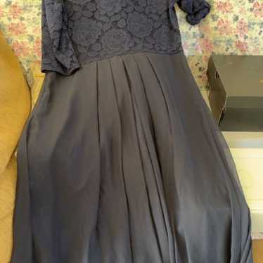 navy blue lace formal dress