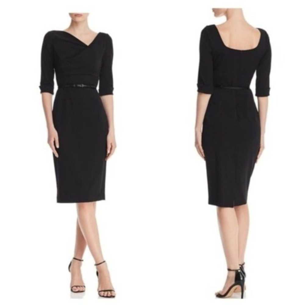 Black Halo  Belted Jackie O 3/4 Sleeve Cocktail D… - image 1