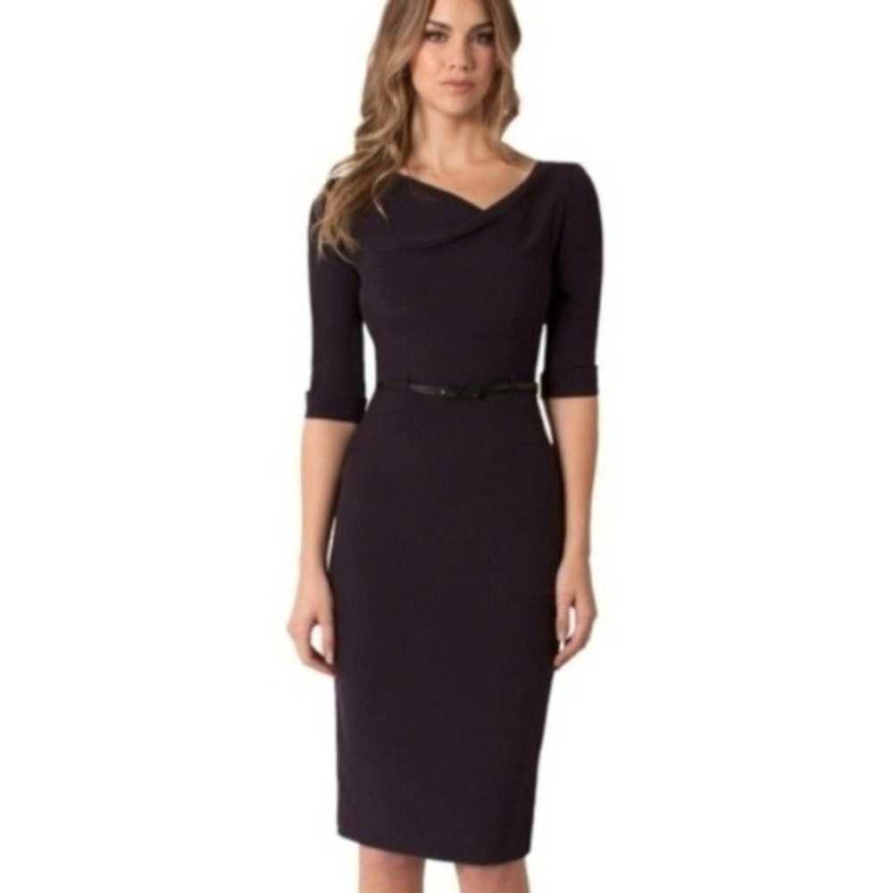 Black Halo  Belted Jackie O 3/4 Sleeve Cocktail D… - image 2