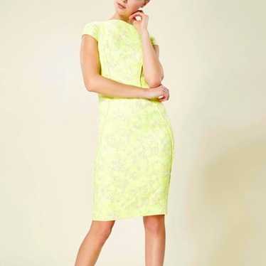 Lela Rose Neon Yellow Citrine Cap Sleeve Floral P… - image 1