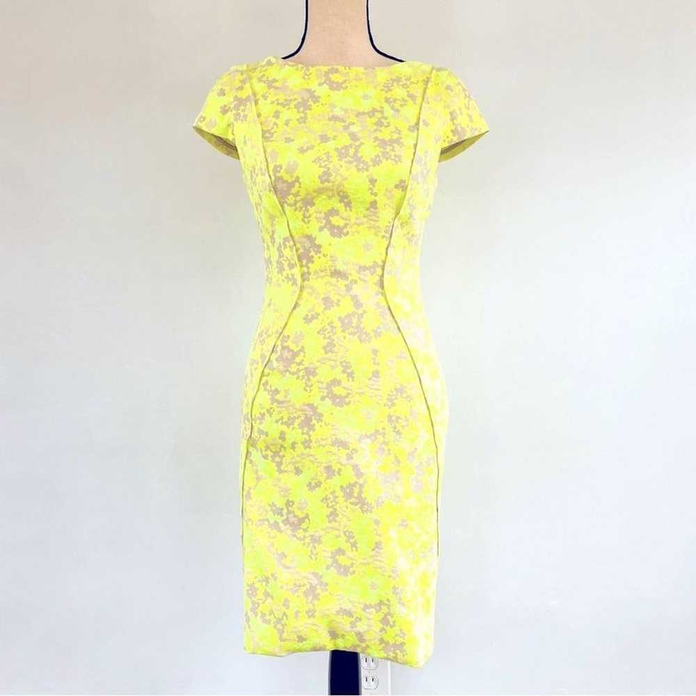 Lela Rose Neon Yellow Citrine Cap Sleeve Floral P… - image 3