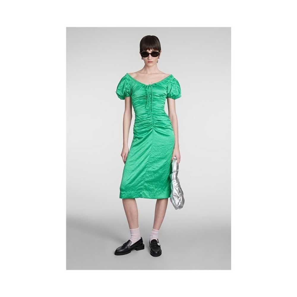 Ganni ruched Dress In Green size 36/ S - image 1