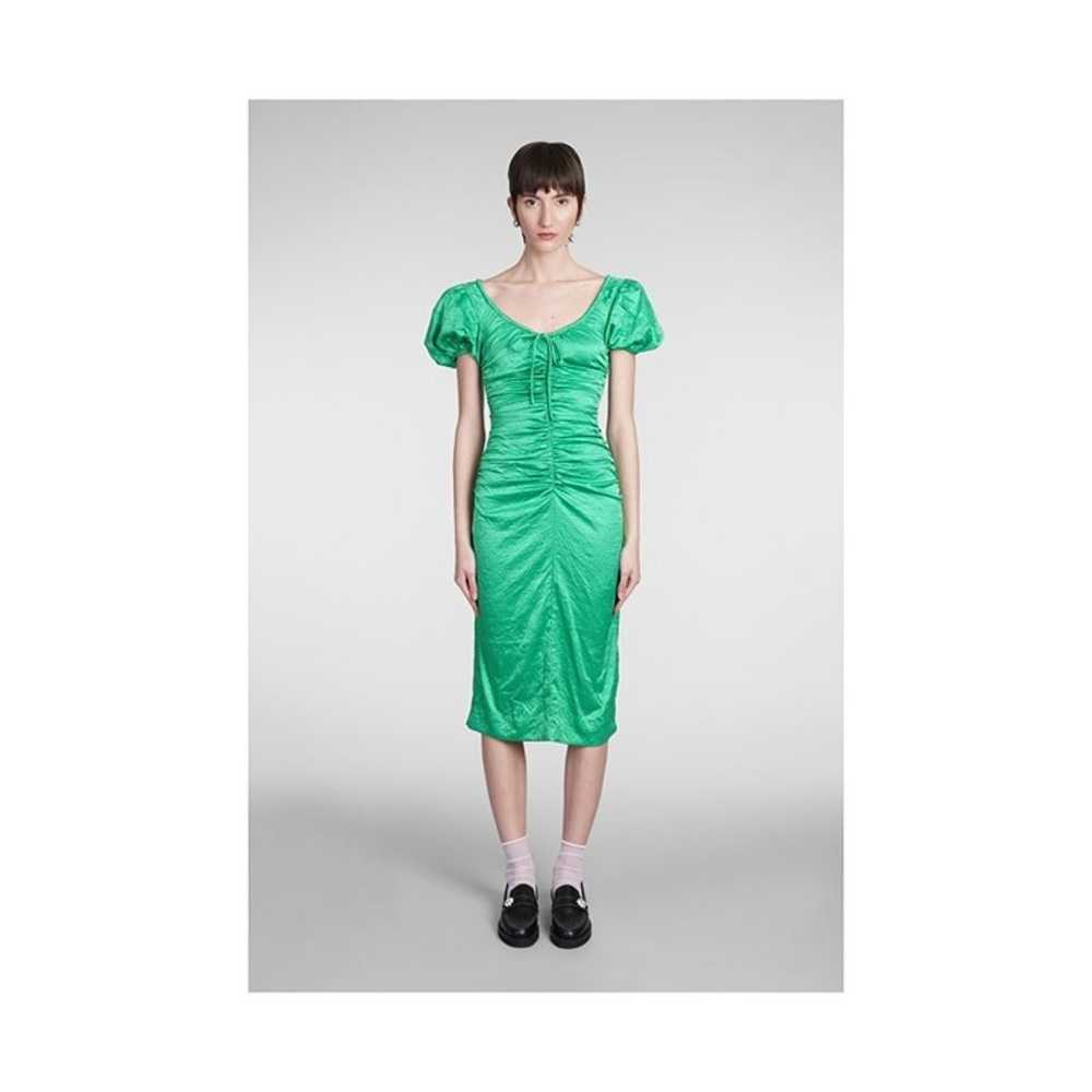 Ganni ruched Dress In Green size 36/ S - image 2