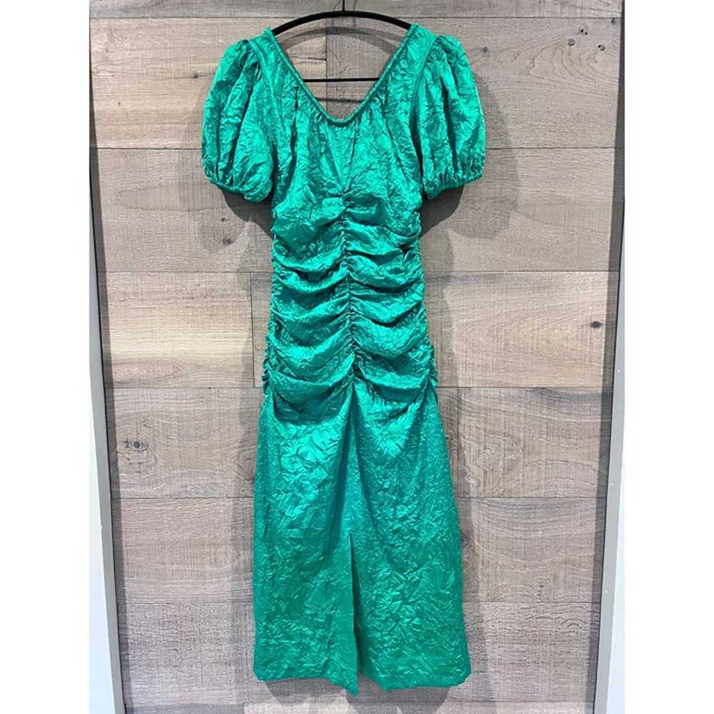 Ganni ruched Dress In Green size 36/ S - image 7