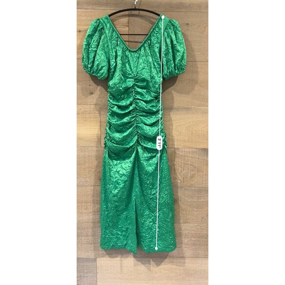 Ganni ruched Dress In Green size 36/ S - image 8