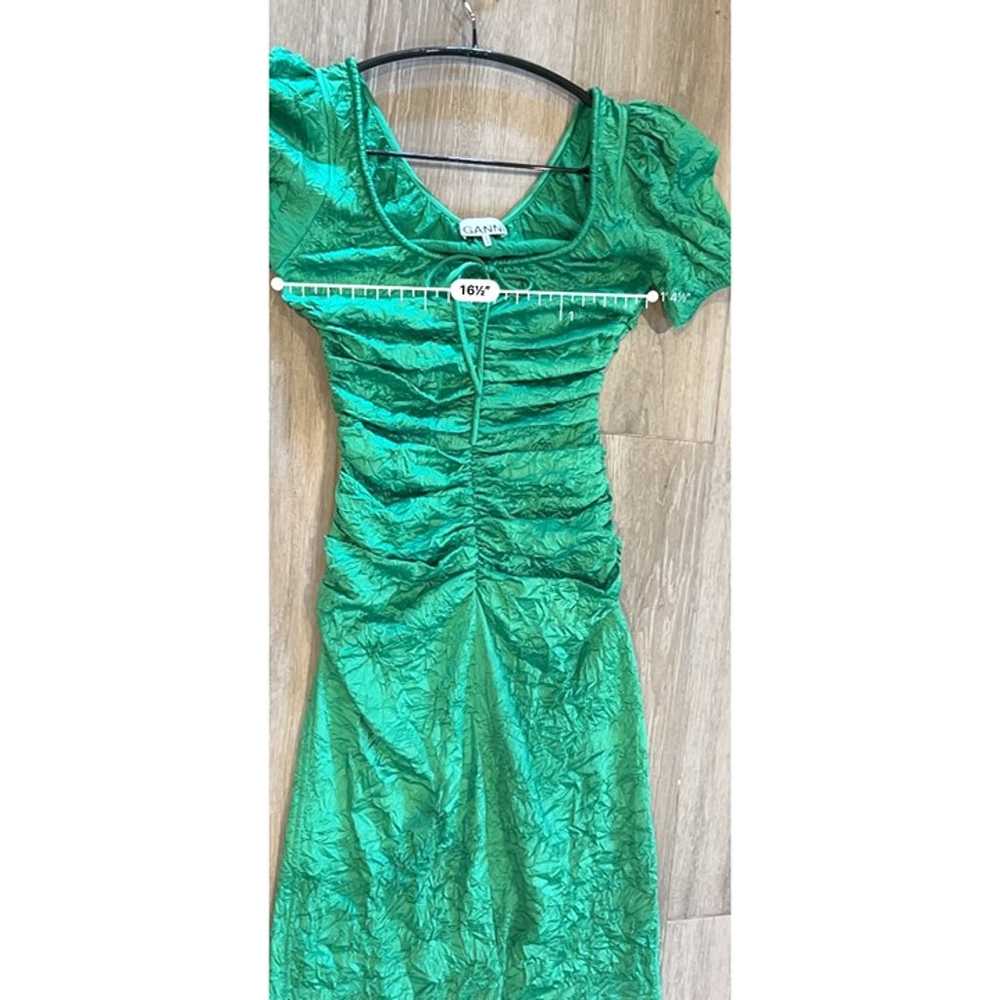 Ganni ruched Dress In Green size 36/ S - image 9