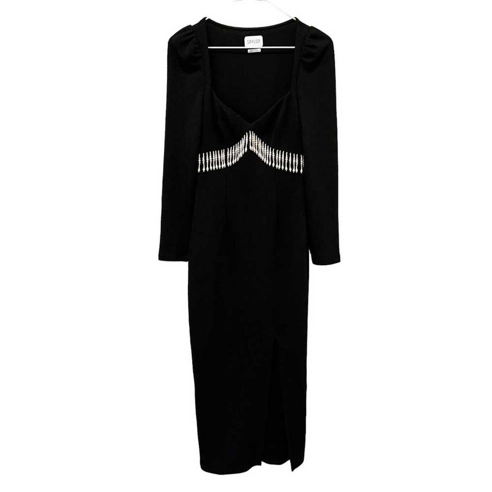 SAYLOR Alina Ribbed Imitation Pearl Fringe Long S… - image 1