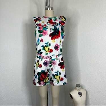 LOVE MOSHINO Pixelated Romper Floral Ruffle Plays… - image 1