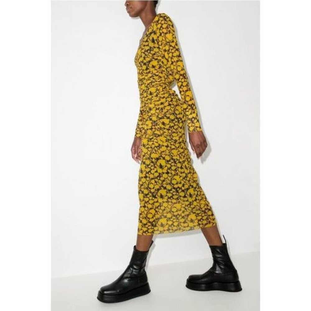 Ganni Womens Black Yellow Floral Print Front Zipp… - image 4