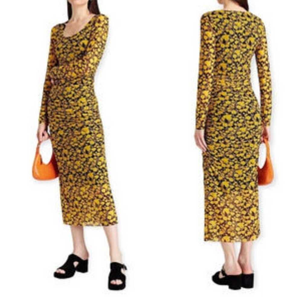 Ganni Womens Black Yellow Floral Print Front Zipp… - image 5