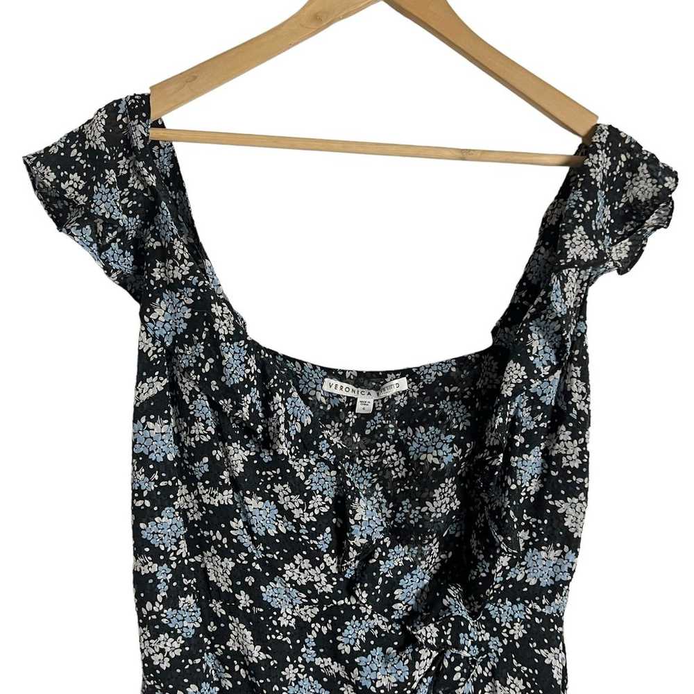 Veronica Beard Floral Amal Navy Blue Ruffled Asym… - image 5