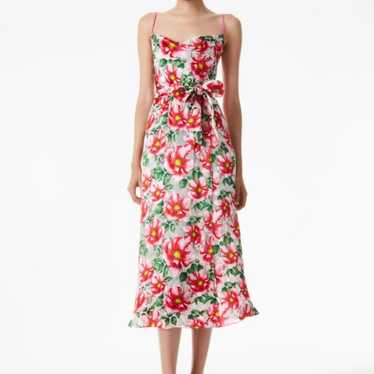 Alice + Olivia Samantha Draped Floral Print Silk M