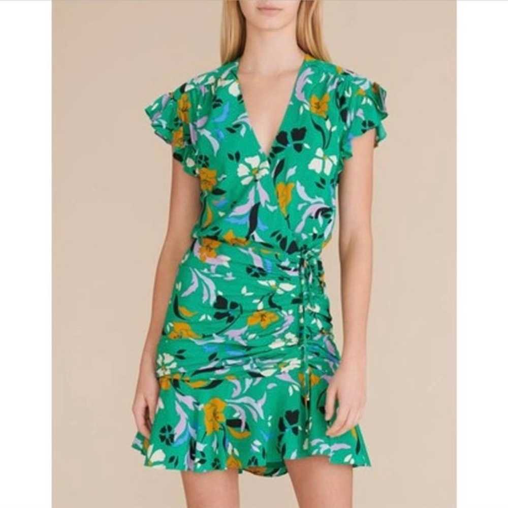 VERONICA BEARD Green Printed Maria Dress Sz M/6 - image 2