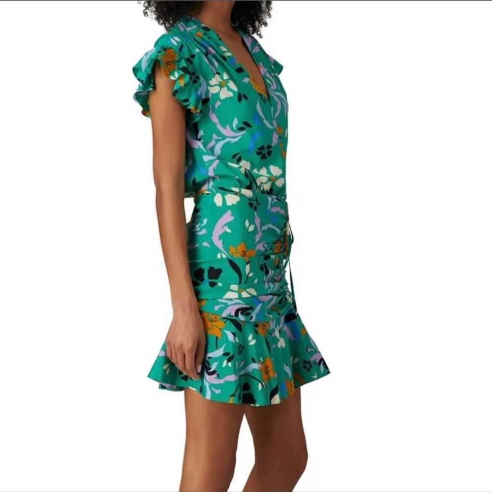 VERONICA BEARD Green Printed Maria Dress Sz M/6 - image 4