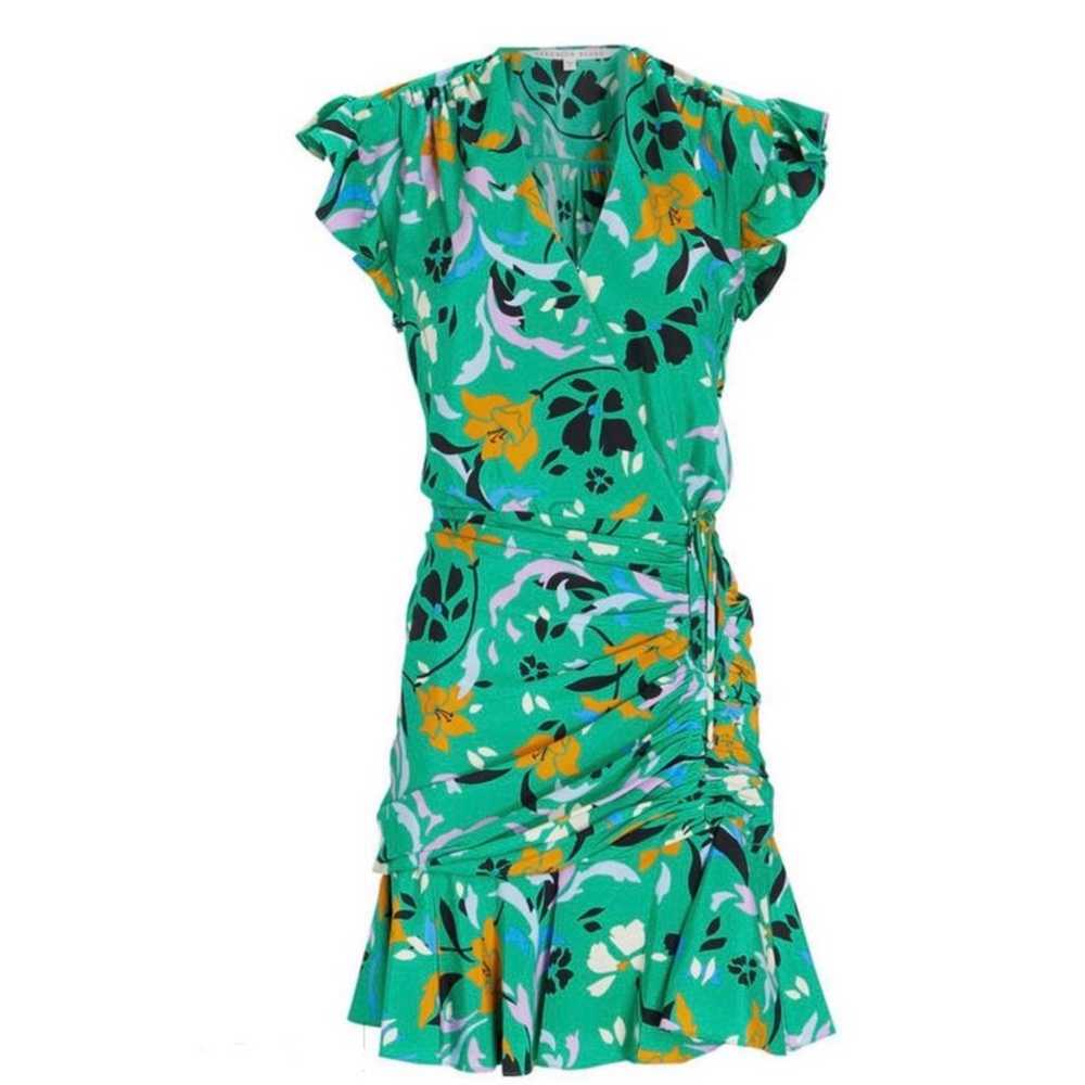 VERONICA BEARD Green Printed Maria Dress Sz M/6 - image 6