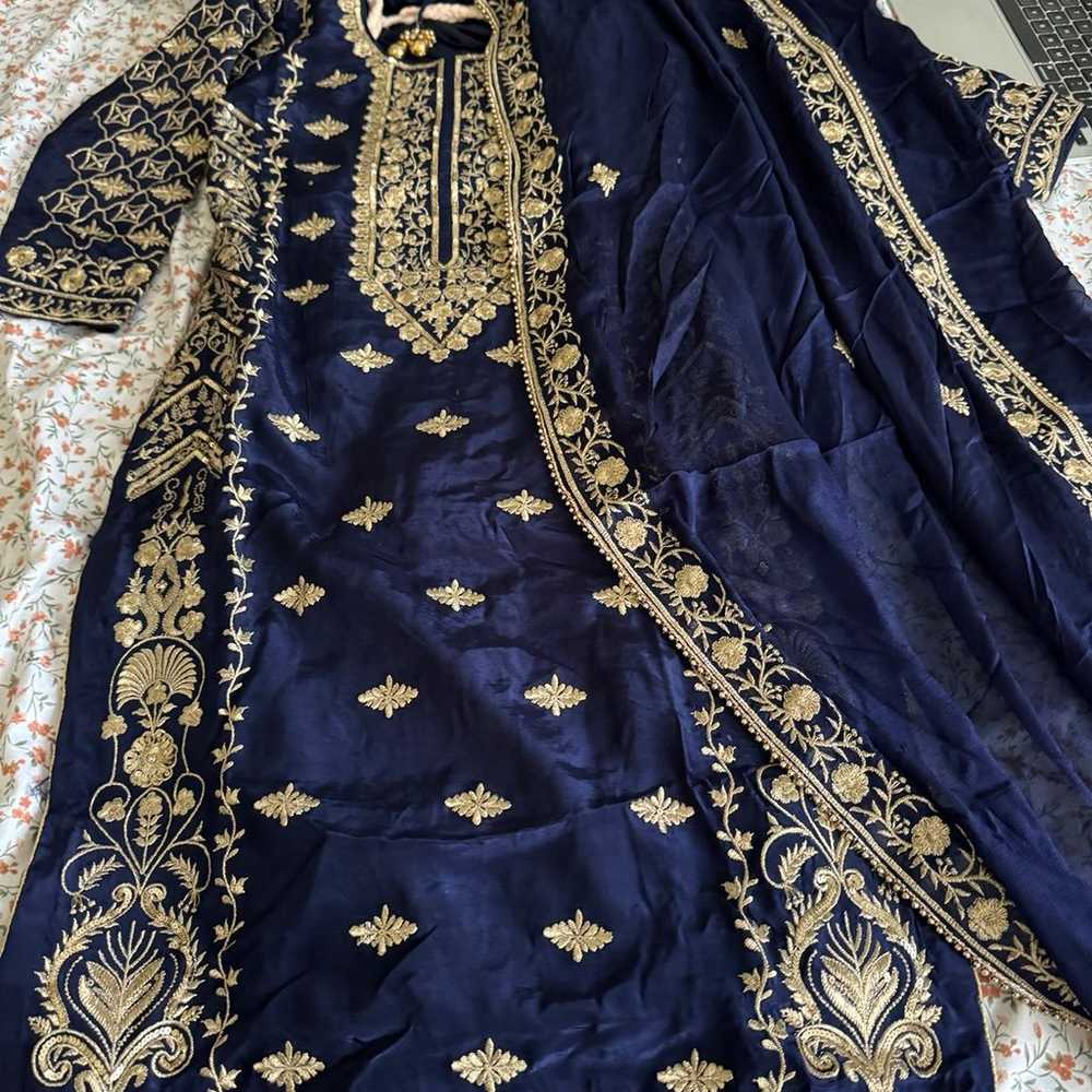 Blue Embroidered Punjabi Suit - image 1