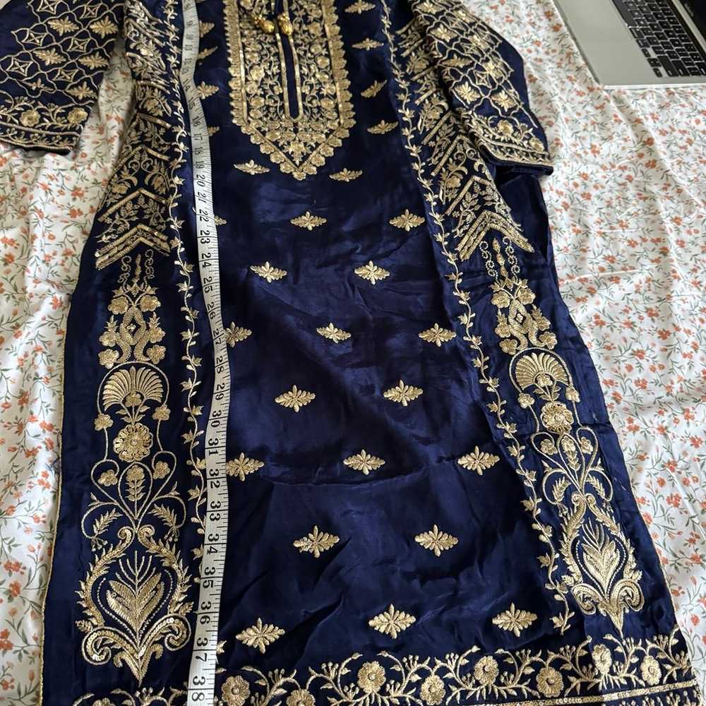 Blue Embroidered Punjabi Suit - image 4