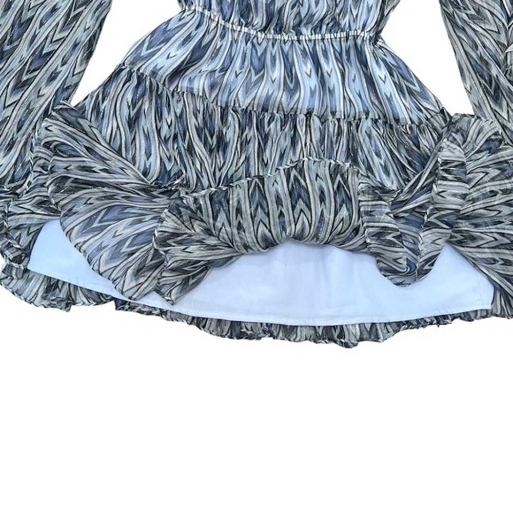 CAROLINE CONSTAS BLUE GRAY DAHLIA SILK CHIFFON MI… - image 10