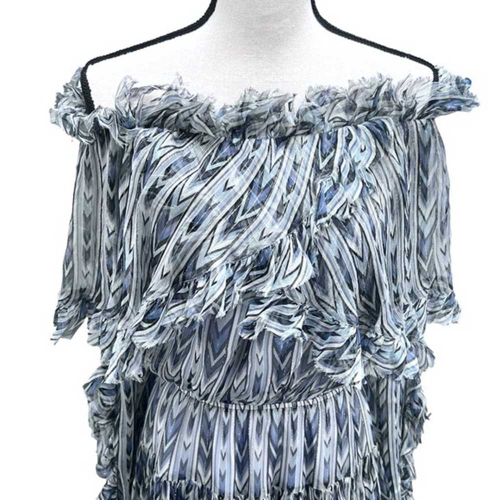 CAROLINE CONSTAS BLUE GRAY DAHLIA SILK CHIFFON MI… - image 3