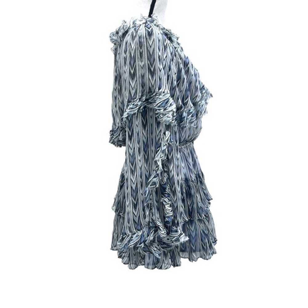 CAROLINE CONSTAS BLUE GRAY DAHLIA SILK CHIFFON MI… - image 4