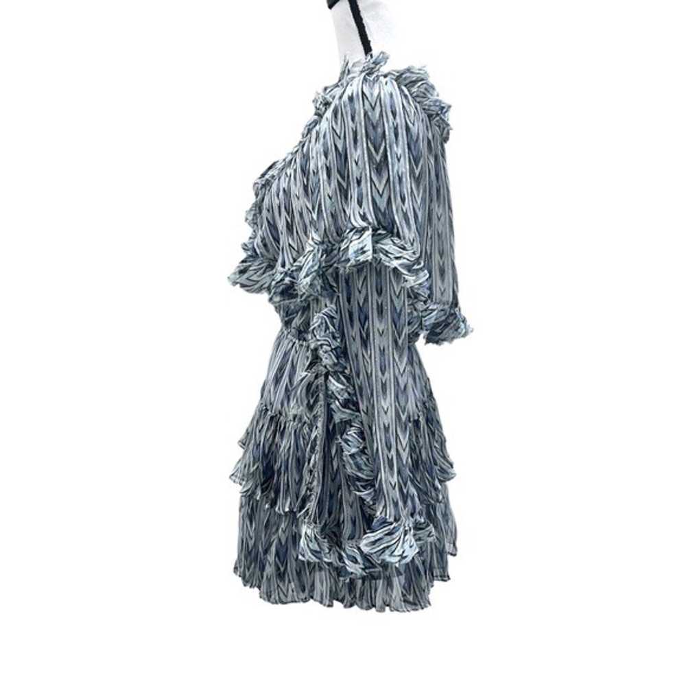 CAROLINE CONSTAS BLUE GRAY DAHLIA SILK CHIFFON MI… - image 6