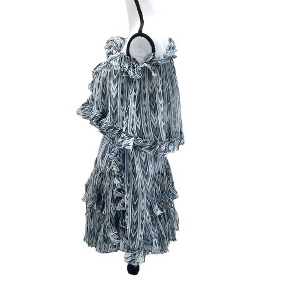 CAROLINE CONSTAS BLUE GRAY DAHLIA SILK CHIFFON MI… - image 7