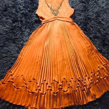 NWOT Komarov Beaded V-Neckline Pleated Midi A-Lin… - image 1