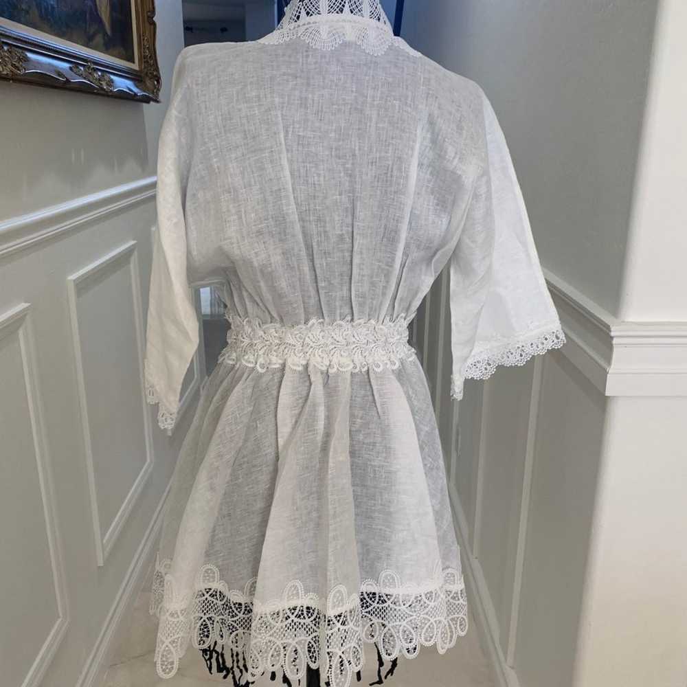 WAIMARI Gabriella Lace Trim Linen Jacket Size M - image 4