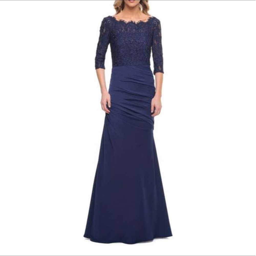 La Femme 24926 Navy Lace Gown 10 - image 1