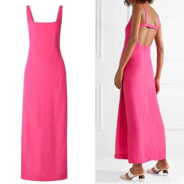 STAUD Rizzo Cady Fuscia Pink Open Back Maxi Dress - image 1