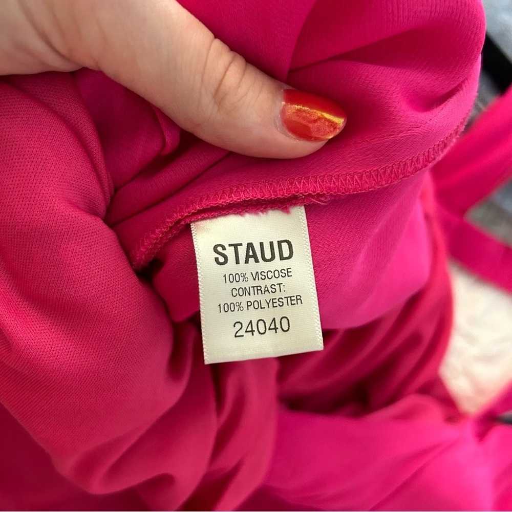 STAUD Rizzo Cady Fuscia Pink Open Back Maxi Dress - image 9