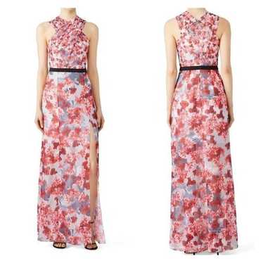 Prabal Gurung Red Floral Gown High Neck Formal Si… - image 1