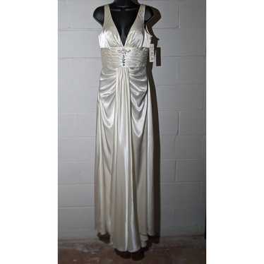 Scala Cream Satin Long Formal Evening Dress