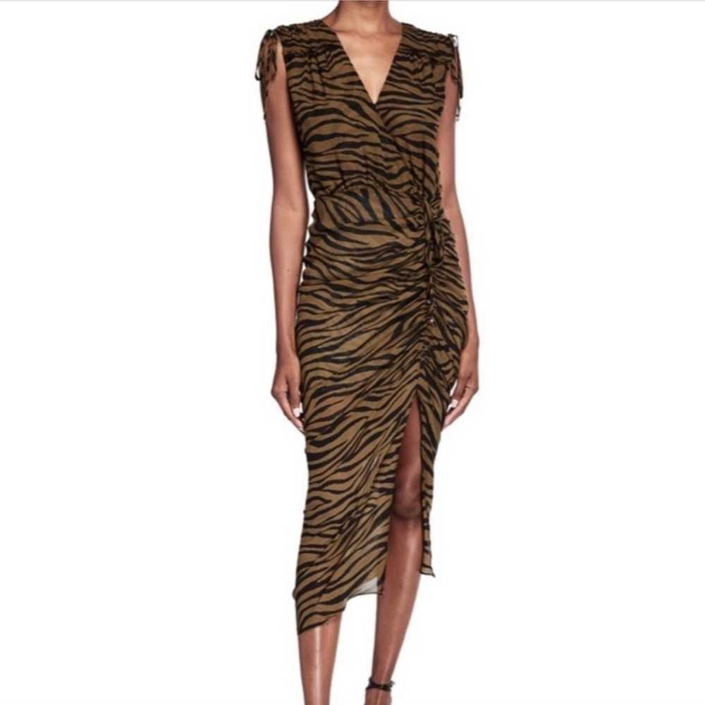 VERONICA BEARD Teagan Zebra Silk Midi Dress Sz 10 - image 1