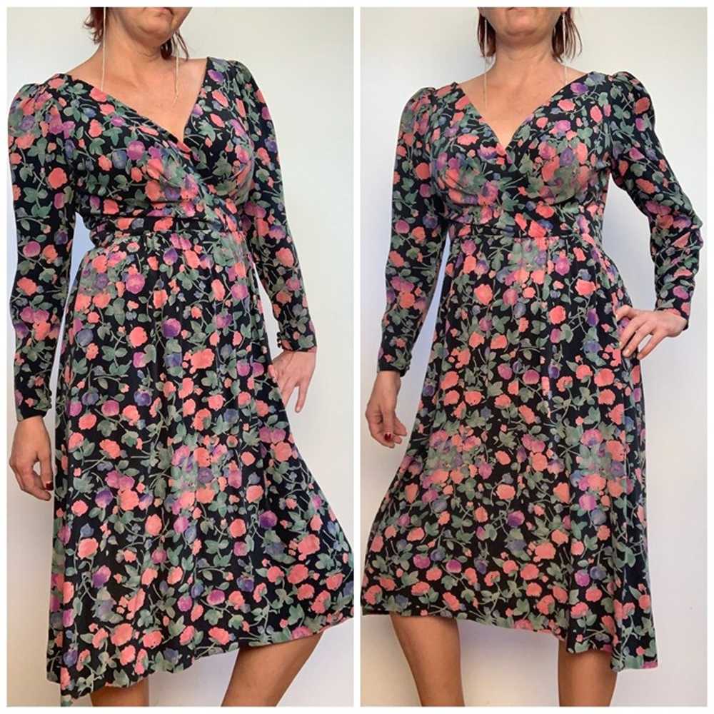 1990s Balenciaga Paris 100% Silk Floral Dress - image 1