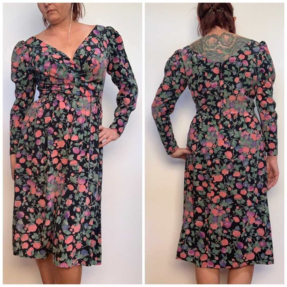 1990s Balenciaga Paris 100% Silk Floral Dress - image 3