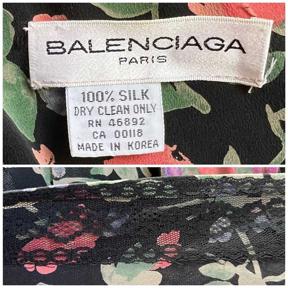 1990s Balenciaga Paris 100% Silk Floral Dress - image 6