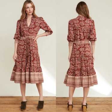 Veronica Beard Swedie Dress Rust Floral Sz M/8 - image 1