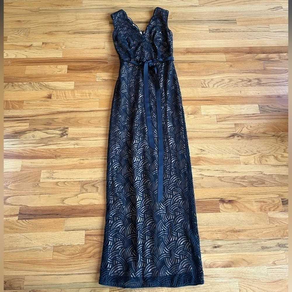 TADASHI SHOJI Scallop Lace Maxi Dress Ribbon Tie … - image 2