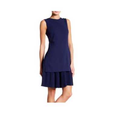 Theory Blue Pleated Split Bib Dress - image 1