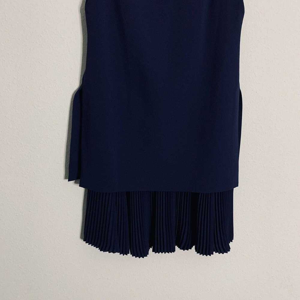 Theory Blue Pleated Split Bib Dress - image 3