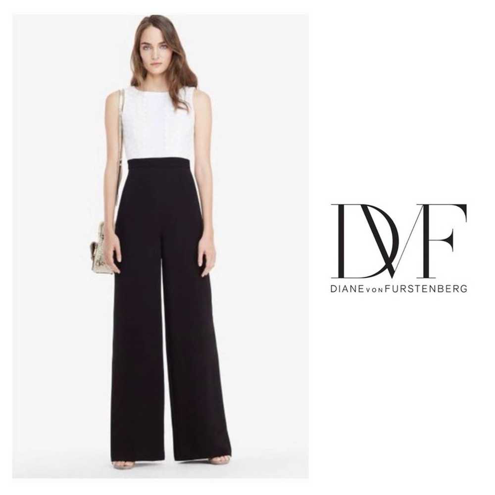 DVF Tuxedo Lace Wide Leg Jumpsuit - image 1